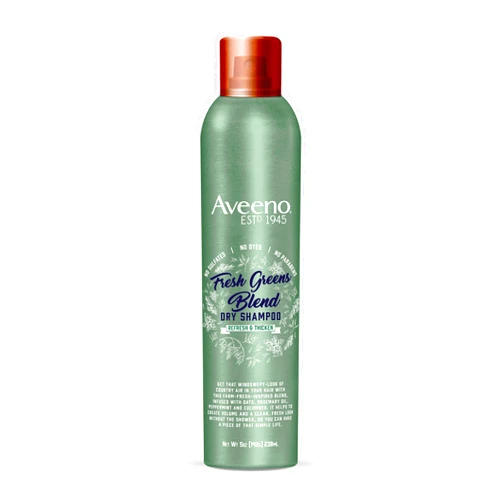 Aveeno Fresh Greens Blend Sulfate-Free Dry Shampoo Spray with Rosemary, Peppermint & Cucumber to Thicken & Nourish, Volumizing Dry Shampoo for Thin or Fine Hair, Paraben & Dye-Free