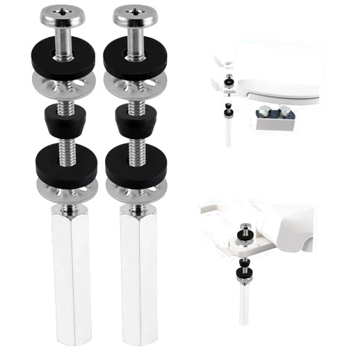 iFealClear 2 PCS Extra Long Toilet Seat Bolts Kit, Universal Heavy Duty Stainless Steel with Extra Long Downlock Nuts Rubber Toothed Gaskets, Easy to Install -Bathroom Toilet Bidet Repair Screw
