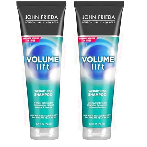 John Frieda Volume Lift Lightweight Shampoo for Natural Fullness, 8.45 Ounces, Safe for Colour-Treated Hair, Volumizing Shampoo for Fine or Flat Hair (Pack of 2)