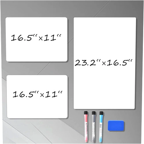 PEXOMEDO 3 Pack Large Magnetic Dry Erase White Board Sheet for Refrigerator,Fridge Whiteboard for Kitchen,Smooth and Flexible Magnets Board Organizer/Planner with Stain Resistant, Include 1 Eraser,3 Markers.