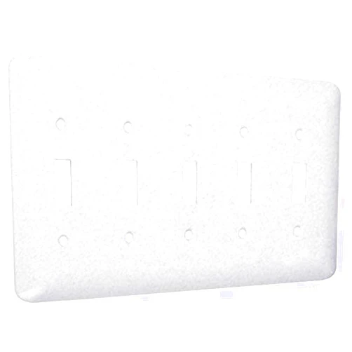 TayMac WRTW-5T Maxi/Princess Metallic Wallplate with Five Toggle, Five Gang, White Textured