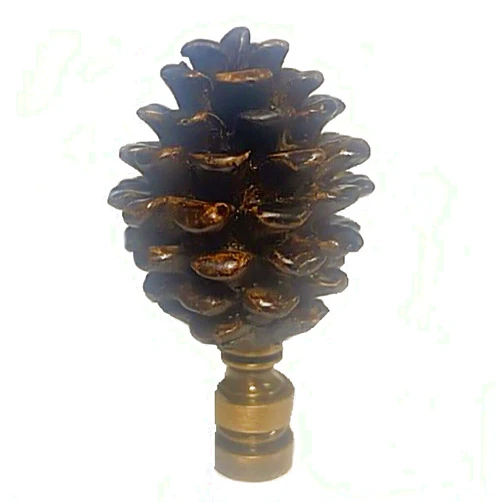 Texas Lamp Parts PINECONE SHADE FINIAL ANTIQUE BRASS - FINIAL THREAD- RESIN AND METAL FT-61