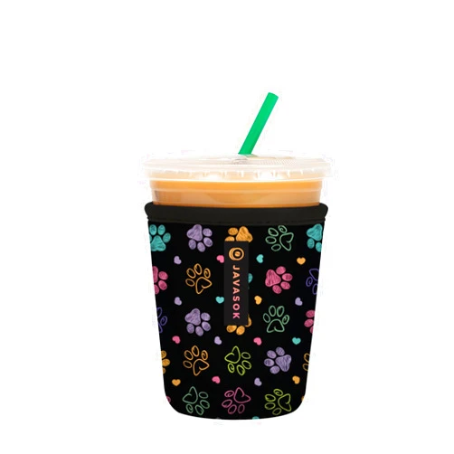 Sok It Java Sok Iced Coffee & Cold Soda Insulated Neoprene Cup Sleeve (Furry Footprints, Small: 16-20oz)