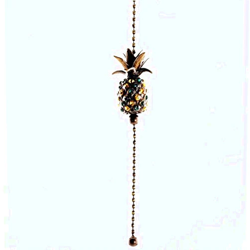 Final Showcase Pineapple Ceiling Fan Pull with Blue/Green and Amber Glass Inserts - 2 Inch ornament with 12