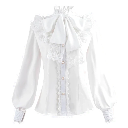 Nuoqi Victorian Blouse Womens Gothic Shirt Vintage Long Sleeve Lotus Ruffle Tops