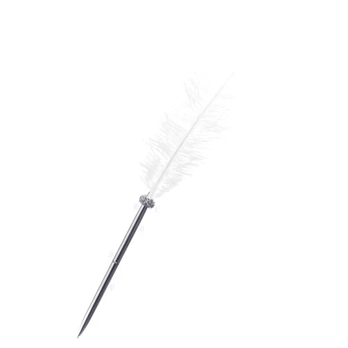 Rgontar Feather Pen Black Ink Ballpoint Pen Wedding Signing Pen for Wedding Bridal Calligraphy Pens(White)
