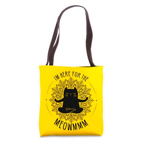 Funny Yoga Cat Meditation Meow Meowm Om Funny Cat Meditation Tote Bag