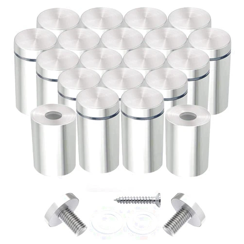 Zoe sunny Stainless Steel Standoff Screws, 20Pcs 1/2 x 1 Inch Wall Standoff Sign Holders Screws, Mounting Glass Hardware for Hanging Acrylic Picture Frame, Advertising Screws Kit