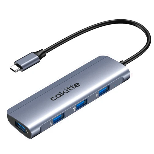 Cakitte USB C to USB Hub,Cakitte Type C to USB 3.0 Hub with 4 USB 3.0 Ports,Aluminum Thunderbolt 3 USB C Hub Multiport Adapter for MacBook Pro/Air,iPad Pro,iMac,Dell,Chromebook,Surface,Samsung and More