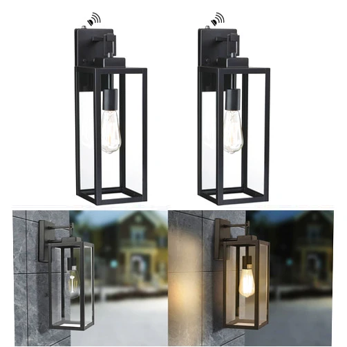 Faymart lighting Large Size Wall Lights Outdoor Dusk to Dawn, 18 Inch Outdoor Wall Lantern, 2 Pack Wall Mount Light, Exterior Wall Sconce Light Fixture for Porch Patio, Sensor Outdoor Lighting with E26 Socket