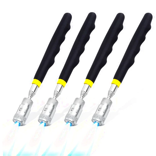 Rechabite 4 Piece 8LBs Telescoping Magnetic Flashlight Pickup Tool with 3 LED Lights, Magnet Stick Rod Extendable 7.5
