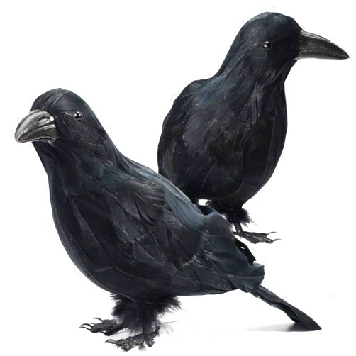 DazzyD GABOSS Halloween Decorations Realistic 2 PCS Birds Black Feathered Crows - Halloween Ravens Prop Décor,Outdoor Indoor Party Decoration