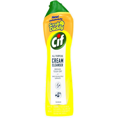 Scrub Daddy Cif Cream All Purpose Cleaner, Lemon - Multi Surface Household Cleaning Cream for Glass, Chrome, Granite, Sink, Gold, Marble Countertops & More (16.9oz)