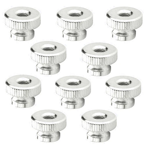MroMax Knurled Thumb Nuts 10Pcs M4 Iron Round Hand Grip Knobs Female Threaded Knurled Nuts for 3D Printer Parts Nickel Plated Silver