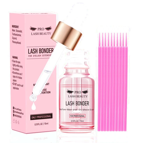 PRO LASHBEAUTY PRO Lash Bonder for Eyelash Extensions Super Bonder Glue Accelerator with 10Pcs Cotton Swab Lash Extension Sealant Longer Retention Waterproof Oil-Proof Special Dropper Design for Dose Control 15ml