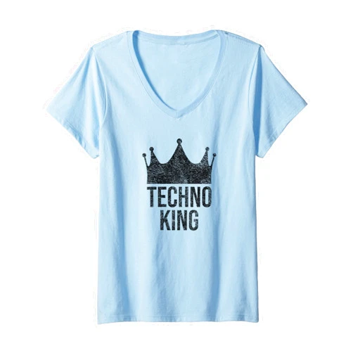 TECHNO KING TECHNOKING ROYAL APPAREL Womens TECHNO KING TECHNOKING ROYAL MAJESTIC TECH CROWN V-Neck T-Shirt