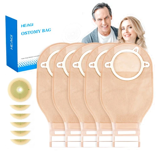 Heagimed 60pcs Ostomy Supplies Colostomy Bags, 2 Piece Colostomy Bags, Drainable Pouches with Closure for Ileostomy Stoma Care, Cut-to-Fit, 70mm Max (40 x Ostomy Bag + 20 x Skin Barrier）