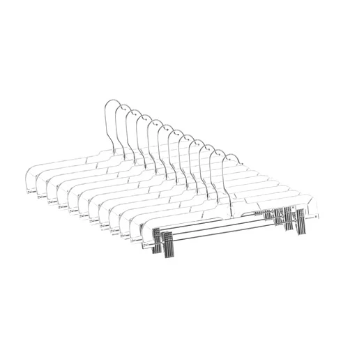 Jeronic 12 Pack Slack Pant Hangers Skirt Hangers with Clips, Clear