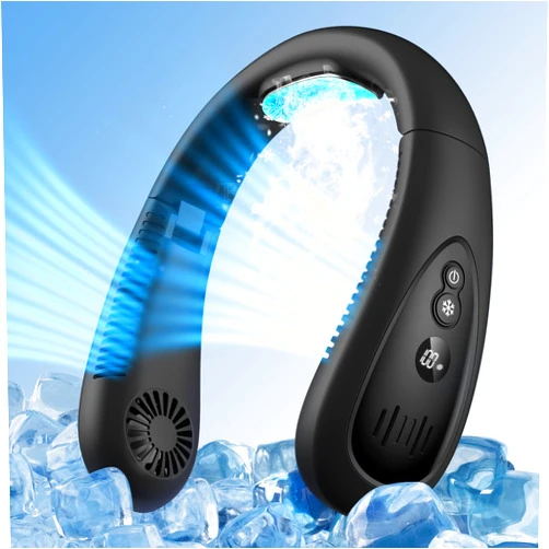 GAITIR Neck Air Conditioner, 5000mAh Portable Neck Fan with Semiconductor Cooling Airflow Bladeless USB Rechargeable 3 Speed Personal Fan