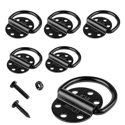 JCHL D-Rings Tie Downs Anchors Heavy Duty Steel 3600 Pound Capacity Lashing Rings for Loads on Trailers Trucks RV Campers Vans ATV SUV Boats Tie Down Ring with Screws&Bolts (6-Packs)