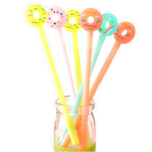 WIN-MARKET Fashion Cute Cool Candy Color Cartoon Doughnuts Gel Pen Creative Cartoon Ball Pens Office School Supply Stationery (8PCS)