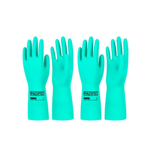 PACIFIC PPE 2 Pairs Nitrile Chemical Resistant Gloves, Flocked, Resist Strong Acid, Alkali, 15 mil, 12.6