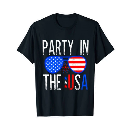 Party In USA 4th July Clothing Co. Party In USA 4th July Patriotic Sunglass American USA T-Shirt