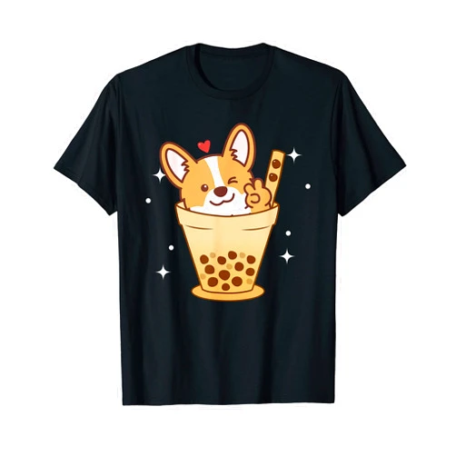Corgi Boba Tea Kawaii Kawaii Corgi Loves Bubble Tea Funny Boba Dog Animal T-Shirt