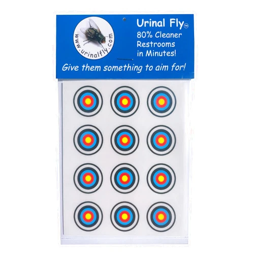 Urinal Fly New Urinal Fly Toilet Stickers, 12 Pack, Black Blue Red Yellow Bullseye, 80% Cleaner Bathrooms in Minutes!