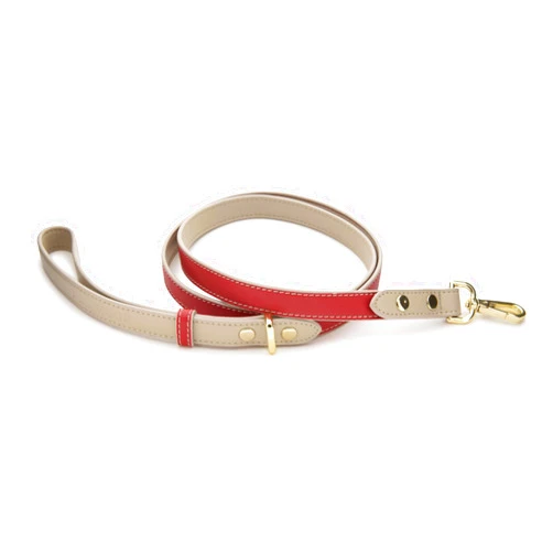 Nina Woof Vegan Leather Dog Leash Copenhagen - Padded Luxury Dog Lead - Dog Leash Large Dogs, Dog Leashes for Medium Dogs, Dog Leash for Small Dogs, Long Dog Leash, Red, 4ft