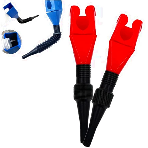 DASSIO Flexible Draining Tool Snap Funnel,Engine Oil Plastic Funnel Retractable with Flexible Tube - Spill-Free, Hand-Free, Plastic Car Motorcycle Refueling Funnel Filling Transfer Tool (Red)