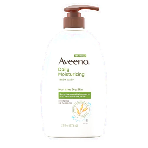 Aveeno Daily Moisturizing Body Wash, Body Wash for Dry Skin with Soothing Oat, Creamy Shower Cleanser, Gentle, Soap-Free and Dye-Free, Lightly Scented Body Wash, 33 FL OZ