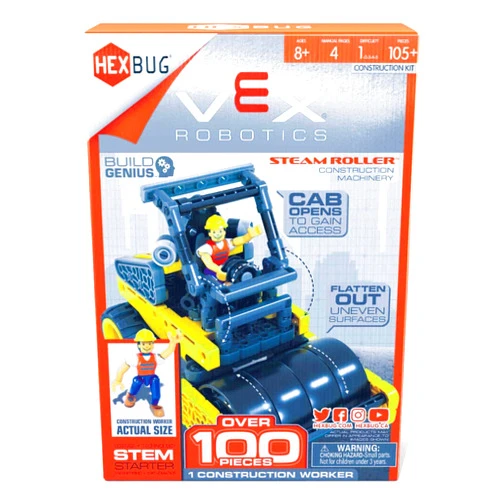 HEXBUG VEX Robotics Steam Roller, Buildable Construction Toy, Gift for Boys and Girls Ages 8 and Up