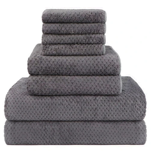 HOMEXCEL 8 Piece Bath Towel Set, Microfiber Bathroom Towel - 2 Bath Towels, 2 Hand Towels, and 4 Wash Cloths, Super Soft, Highly Absorbent Towels for Bathroom, Gym, Hotel, and Spa (Grey)