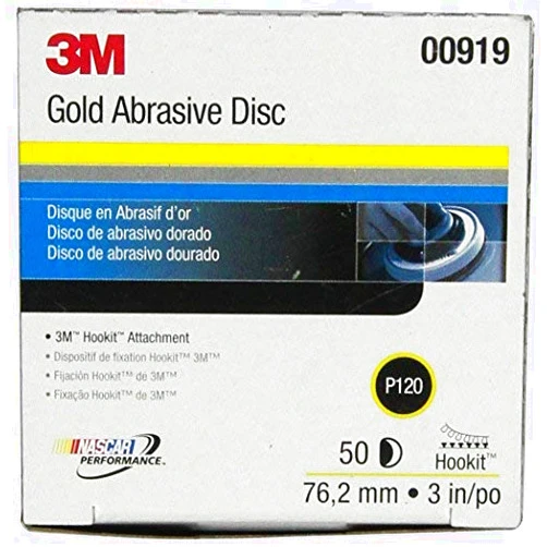 3M Hookit Gold Disc 236U, 00919, 3 in, P120 Grade, 50 Discs, Automotive Abrasive Discs