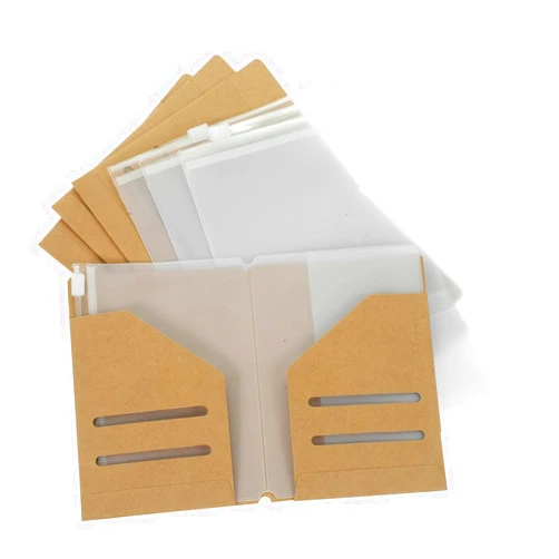 STOBOK Travel Kraft Paper Passport Holder, Kraft Card Sleeve Holder Kraft File Folder Travelers Notebook Accessories Kit with Transparent Pouch, 4 Pack