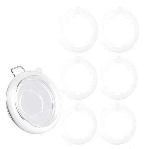SFIELCAPA 6pcs 4.5 Inch Silicone Replacement Gaskets for Jars Rubber Seals for 4.2-4.3 Inch Mouth Glass Jars (White)