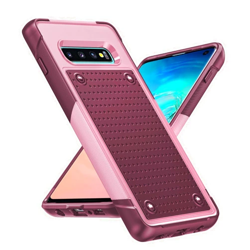 LeYi for Samsung-Galaxy-S10-Case: Samsung S10 Case 5G for Women Girls, Dual Layer Protective Hard PC Back & Soft Bumper Resilient Shock Absorb Cell Phone Case Cover for Samsung Galaxy S 10, Red Pink