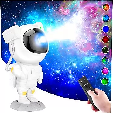 Generic Star Projector Galaxy Night Light, 8 Color Astronaut Space Projector, Starry Nebula Ceiling LED Lamp with Timer and Remote, 360°Adjustable Room Decor Astronaut Light Projector