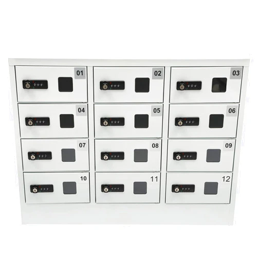 Knwigoe 12 Slot Cellphone Charging Station Cell Phone Locker Cellphone Charging Cabinet with 3 in 1 Charging Cable Combination Lock QC3.0 Fast Charging for Office Classroom