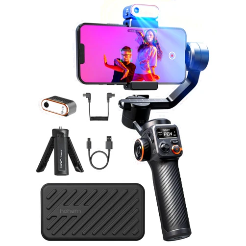 hohem iSteady M6 Kit Gimbal Stabilizer for Smartphone, 3-Axis Phone Gimbal with AI Tracking Sensor Magnetic Fill Light, Gimbal Stabilizer for iPhone & Android, Phone Stabilizer for Video Recording