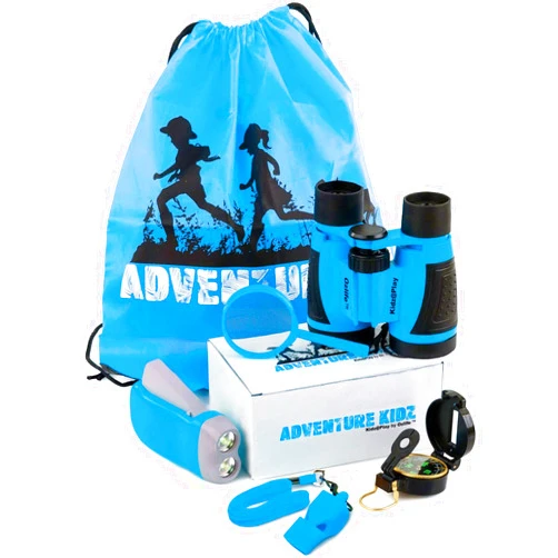 Kidz@Play Adventure Kidz - Outdoor Exploration Kit, Children’s Toy Binoculars, Torch, Compass, Whistle, Magnifying Glass, Backpack. Great Kids Gift Set for Camping, Hiking, Educational and Pretend Play.