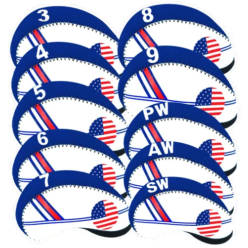 FINGER TEN Golf Club Covers Set for Irons Neoprene Iron Head Cover Club Protector 10Pcs with/Without Top Window Accessories for Men Women