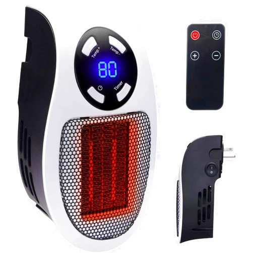 Minetom 350W&450W Space Heater, Remote Wall Outlet Electric Space Heater as Seen on TV with Adjustable Thermostat and Timer and Led Display, Compact for Office Dorm Room