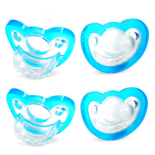 RaZbaby Jollypop Pacifier for Newborns & Up, USA Made, Natural Shaped Orthodontic Binky, Lovingly Shared in NICUs & Hospitals Worldwide, Medical-Grade 100% BPA-Free - 0-3 Months, 4 Pack - Blue