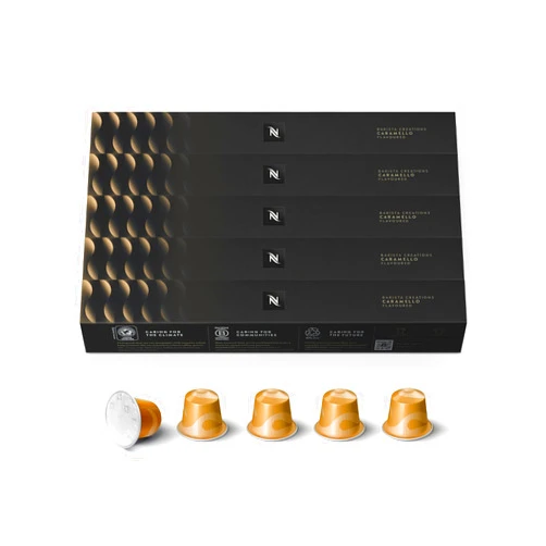 Nespresso Capsules Original Line, Caramello, Medium Roast Espresso Coffee, 50 Count Espresso Coffee Pods