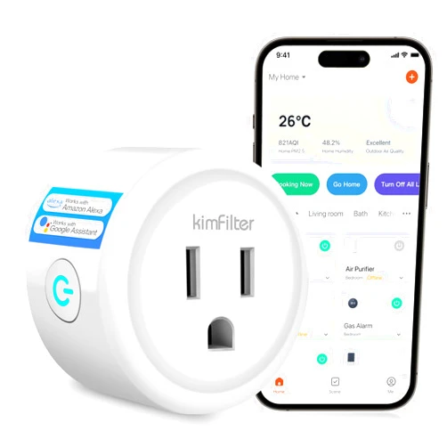 KimFilter WiFi Smart Plug, Wireless Plugs Outlet Compatible with Alexa & Google Voice Assistant, App Controlled Outlet with Timer Function, 2.4GHz Only Wi-Fi Smart Socket, Smart Plug Timer for Home