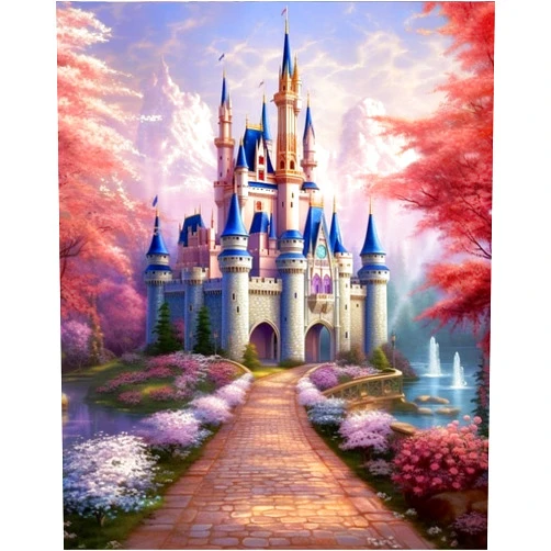 HexinYigjly DIY 5D Diamond Art Painting Kit Cartoon Cross Stitch Diamond Art Painting Picture Kit Canvas Diamond Rhinestone Crystal Cross Stitch Embroidery Picture Adult Home Decor Wall Decor -pink castle
