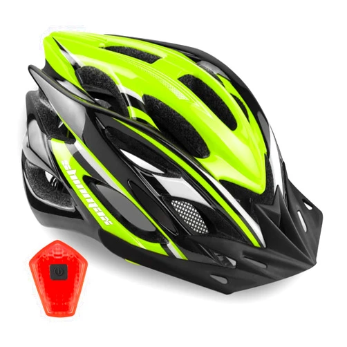 Shinmax Bike Helmet Men Women, Shinmax Bicycle Helmet with Rear Light and Detachable Visor,Lightweight Mountain Bike Helmet Size Adjustable Cycling Helmet CPSC Certificated Helmet for Adults Youth Road Bike Helmet