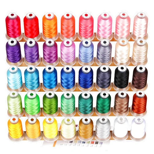 New brothread 40 Spools Polyester Machine Embroidery Thread Kit 500M Colors Compatible with Brother Colors